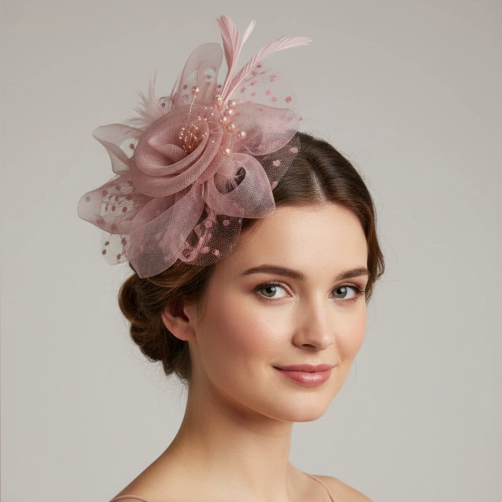Elegant Pink Feathered Fascinator Headpiece for Women